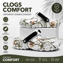 Men's Leaf Pattern Beach Clogs, Neutral Vacation EVA (Ethylene-Vinyl Acetate Copolymer) Asymmetrical Design, Outdoor Indoor Slippers For Spring Summer Autumn Winter - White - View 12