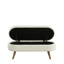 Storage Bench Beige Chenille 110cm – Space-Saving For Entryway, Bedroom, Living Room - 米色 - 查看 5