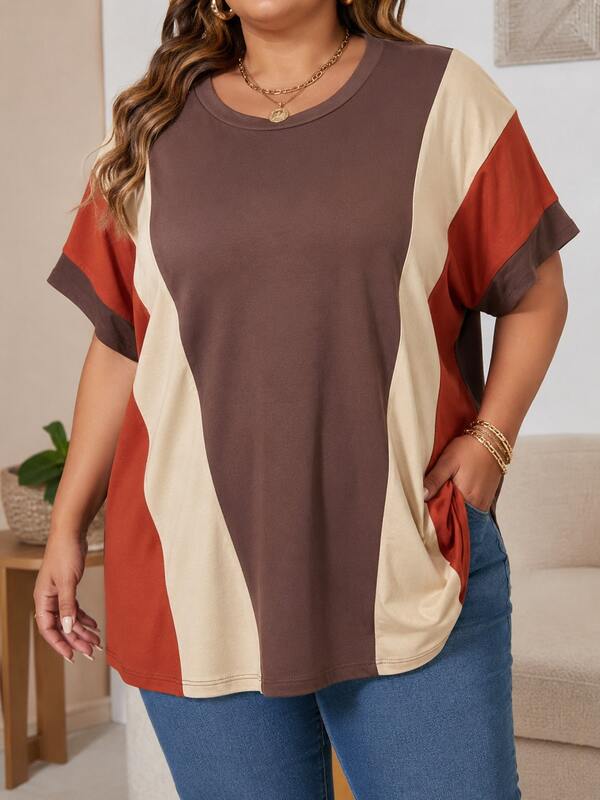 Blusa Feminina Plus Size, Oversized, Tipo Bata, Tunica em Viscolycra Premium, Manga Curta, Casual