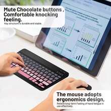 Bluetooth Keyboard Mouse Set, Portable Wireless Keyboard (150mAh), Compatible With Samsung Tablets, Apple IPad (IOS 13 And Above), Android Smartphones, Windows Systems (Black/Pink) - Black Pink - View 5