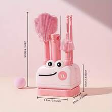 8-In-1 Silicone Baby Bottle Brush Set, Portable Storage Box, Cute Cleaning Brush With Foldable Drying Rack, Suitable For Travel - Multicolor - View 10
