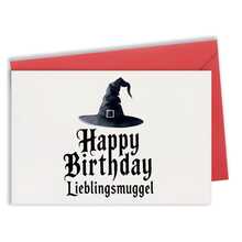 1件生日卡片與信封套組 女巫帽 Happy Birthday Lieblingsmuggel 印花 白色,適用萬聖節派對慶祝 - 套裝 - 查看 7
