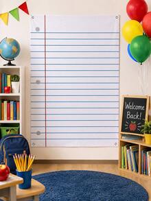 Giant Lined Notebook Paper Backdrop, Large Notebook Background Banner, First Day Of School Photo Zone, Classroom Wall Decor, Polyester Fabric Backdrop, Suitable For Back To School Party, Graduation Ceremony And Teacher Bulletin Board - Paper-style Background Cloth - View 1