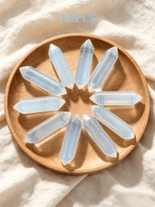 天然水晶雙尖柱狀原石裝飾品，多脈輪能量療癒水晶柱，冥想裝飾礦石手持件 - 彩色 - 查看 8