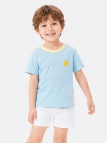 Balabala Unisex Short Sleeve T-Shirt, Classic Round Neck, Breathable Quick-Dry Fabric, Comfortable For Summer Wear - Ice Blue - View 4