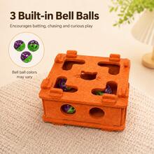 Interactive Felt Cat Toy Box With 3 Random Color Bell Balls, Square Puzzle Game Box For Indoor Cats, Paw-Chasing Toy, Enrichment Activity Toy, Durable Felt Hide-And-Seek Toy For Cats And Kittens - Multicolor - View 11