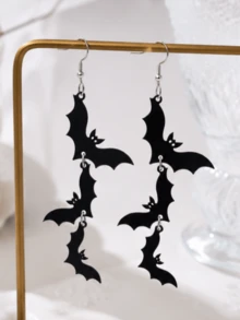 1 par de pendientes con forma de murciélago estilo gótico de Halloween, joyería de moda personalizada, regalo adecuado para uso diario, regalo perfecto para fiestas y vacaciones, accesorio versátil para atuendos casuales de vacaciones de mujeres, Halloween - Multicolor - Ver 2