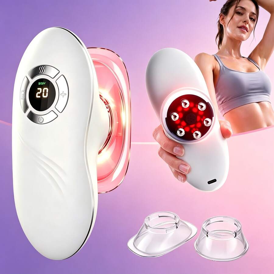 Face And Body Shaping Device, Smart Cupping-Style Cellulite Removal Tool With Heating And Vibration, Red Light Therapy Lymphatic Detoxification Massager For Abdomen, Arms, Legs, Waist And Back, Supports Skin Firming And Body Care