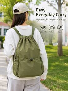 Solid Color, Large-Capacity School Backpack, Multi-Pocket Casual Hiking Backpack, Multi-Compartment Backpack, Short-Distance Travel Bag, Perfect For Girls/Students, Ideal For Outings, Travel, And Back-To-School Season. - Multicolor - View 6