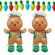 1pc Extra Large 155cm Gingerbread Man Base Shaped Cartoon Christmas Party Decoration Aluminum Foil Balloon - View 4