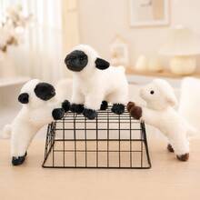 1pc Cute Cartoon Lamb Plush Doll, Soft Skin-Friendly 3D Little Goat Sofa Pillow For Living Room, Bedroom, Bay Window Decor, Gift For Best Friend Birthday, Photo Prop, Home Decor, Mother's Day, Halloween, Children's Day Gift - Multicolor - View 5