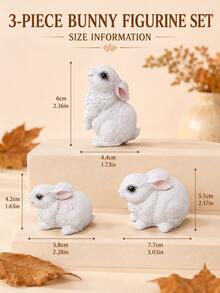 1/3件白色兔子花園裝飾，可愛兔子花園裝飾品，樹脂動物雕像，迷你仙女花園裝飾，戶外庭院草坪露台花盆裝飾，秋季收穫花園禮物 - 兔 - 查看 6