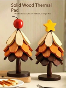 5/4/3pcs/Set Alas Tahan Panas Pohon Natal, Alas Meja, Alas Panci Kayu, Tatakan Gelas Premium, Cocok untuk Makanan Panas, Alas Makan di Rumah, Alas Panci Tanah Liat, Alas Tahan Panas Anti Selip, Alas Sayuran Dapur, Alas Mangkuk dan Piring, Dapat Menempatkan Panci Panas, Wajan, Mangkuk, Teko, Rak Panas, Barang Dekoratif Multifungsi - View 1