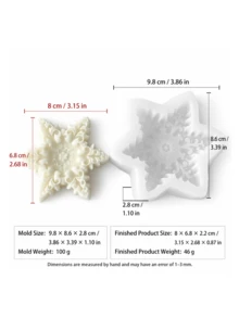 聖誕雪花矽膠模具，適用於蠟燭、石膏、樹脂 DIY 冬季節日禮盒裝飾手工禮物 - 雪花矽膠模具 - 查看 14
