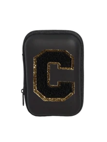 Portable Mini Transparent Zipper Storage Bag, Letter Gold-Trimmed Towel Embroidered Digital Storage Pouch, Black Waterproof Hard Shell Data Cable Earphone Organizer Box, Double-Layer Partition Anti-Pressure Anti-Drop Portable Storage Bag, College Style Customizable Initial; Suitable For All Seasons, Ideal For Students, Office Workers, Travel And Business Trips, Fits Back To School, Commuting, Short Trips, Can Store Charging Cables, Charging Heads, USB Drives, Simple Neutral Portable Digital Storage Bag, Creative Back To School Gift - Multicolor - View 22