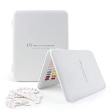 C9 Nail Polish Color Display Book, Portable White Foldable Gel Nail Polish Color Card With Replaceable Fake Nail Tips, Reusable Nail Color Sample Display Box, Professional Salon Nail Artist Color Palette Storage Book, Suitable For Home Nail Studio - White - View 8