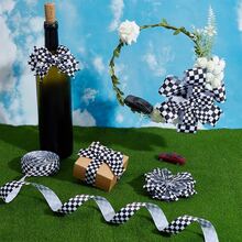1Roll Black & White Plaid Ribbon, Suitable For Racing Theme Decoration And Gift Wrapping, Suitable For Christmas, Valentine's Day, Wedding, Gift Wrapping, Holiday Art Design, Multi-Purpose Decorative Ribbon, Perfect Choice For Thanksgiving - Multiple Styles - View 9