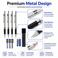 專業機械鉛筆套組,含 4 支金屬製製圖鉛筆,多尺寸 0.5/0.7/0.9/2.0mm 可替芯自動鉛筆套件,適用於學生、藝術家、工程師、設計師與辦公室使用 - 多款 - 查看 4