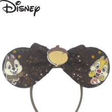 Disney Princess Crown Design Sequin Mouse Ear Headband, Black And White Contrast Bow Hair Accessory, Suitable For Travel And Themed Events - Multicolor - View 5