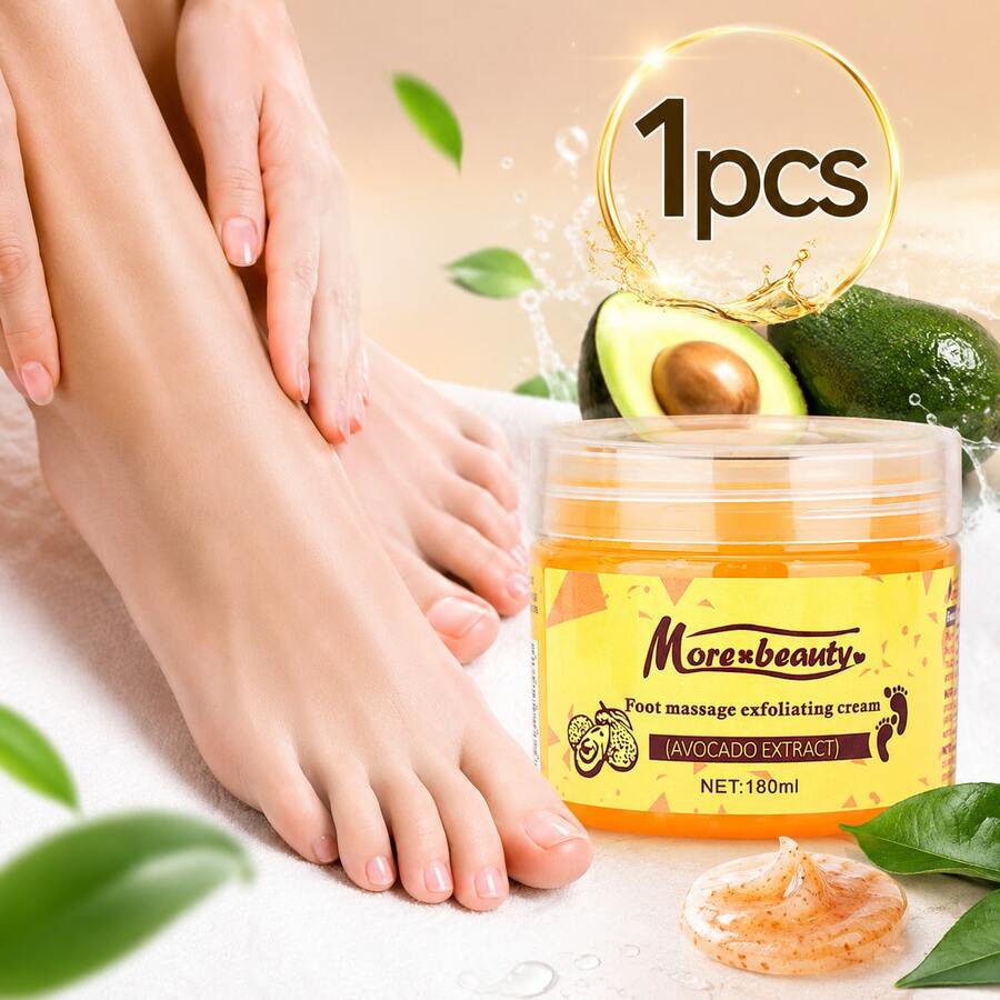 5pcs Crema exfoliante y de masaje a base de hierbas para el cuidado de los pies, que contiene extractos naturales como la miel; este exfoliante es ideal para el cuidado de los pies. Su textura con partículas finas limpia y exfolia eficazmente, previniendo los problemas cutáneos en los pies. - 1 unidad - Ver 1