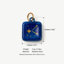 1pc Star Moon Sun Colorful Printed Pendant, Mysterious Elegant Style, 18k Gold PVD Plated Stainless Steel Material, Waterproof And Fade-Resistant, Suitable For Handmade Shop DIY, Factory Semi-Finished Production And Other Scenarios. - Multicolor - View 11