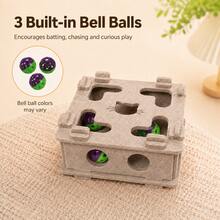 Interactive Felt Cat Toy Box With 3 Random Color Bell Balls, Square Puzzle Game Box For Indoor Cats, Paw-Chasing Toy, Enrichment Activity Toy, Durable Felt Hide-And-Seek Toy For Cats And Kittens - Multicolor - View 13
