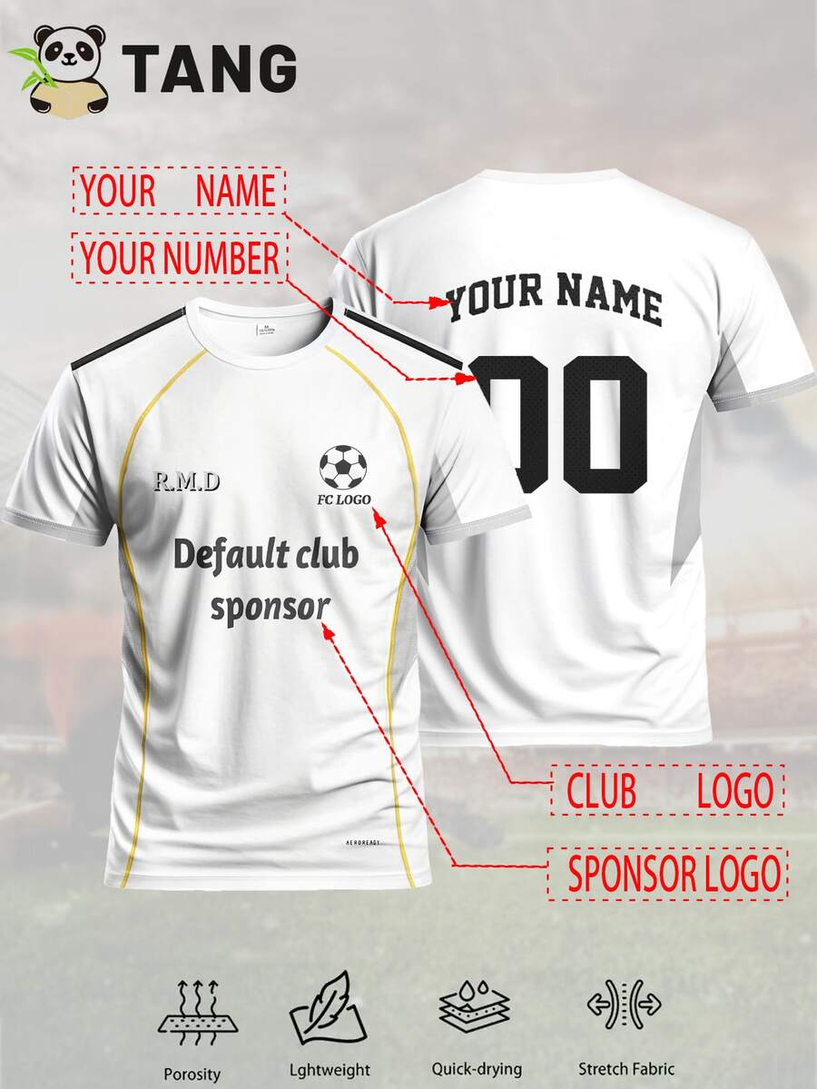 La Liga Custom Men's Soccer Jersey & Customizable Name & Number & Crew Neck Soft Lightweight Sports Top & Training, Casual, Gift