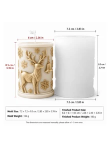 1pc 3D Reindeer Bell Snowflake Cylinder Silicone Candle Mold, All-Around Embossed Reindeer Bell + Large And Small Snowflake Column Style, Flexible, Heat-Resistant, Non-Stick, Easy Release, Reusable, Suitable For Aromatherapy Candles, Plaster, Clay, Cement, Epoxy Resin Casting, Winter Christmas Window Sill Decor, Holiday Handmade Gift Making Mold - Silicone Mold - View 12