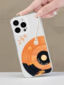 1件透明日落黑膠唱片圖案全包覆TPU防震手機殼，適用於Apple 17 16 15 14 13 12 11 Pro Max及系列 - 彩色 - 查看 2