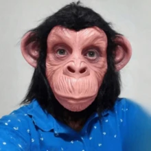 1pc Halloween Mask, Scary White Face Demon, Escape Room Haunted House Prank Cosplay Party Prop - 1pc Monkey Mask - View 4
