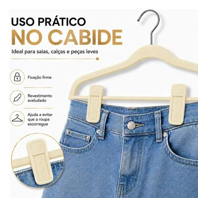 Kit 10 Presilhas de Veludo Para Cabide Organização Guarda Roupa