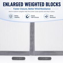 Grey Magnetic Screen Door, Split Design Mosquito Net Door With Lace Header, Built-In Strong Magnetic Blocks For Seamless Automatic Closing, Weighted Bottom For Drop-Down, Pet-Friendly Scratch-Resistant And Durable, Suitable For Patio, Kitchen, Balcony, Ventilation And Insect Protection, Multiple Sizes Available - Grey - View 9