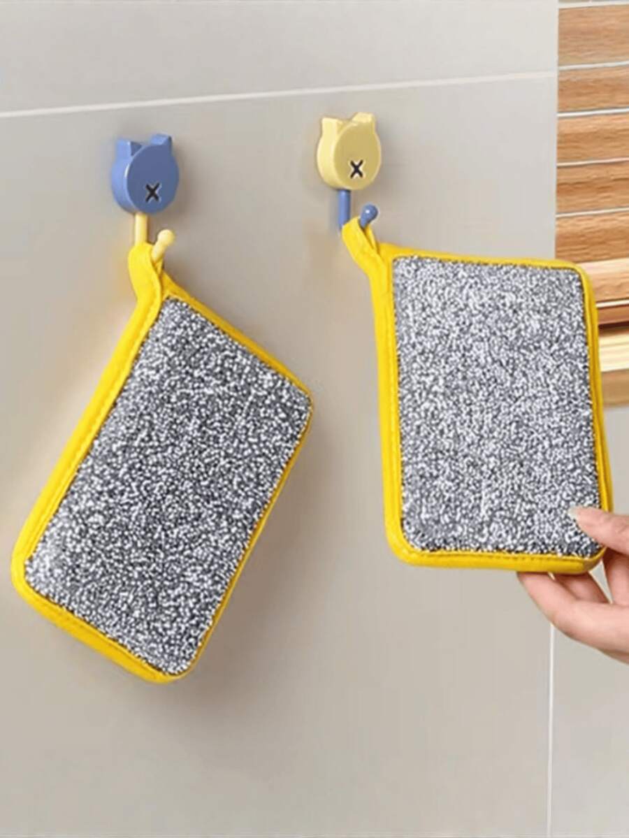 Esponja de lavado de platos para el hogar, esponja cuadrada para fregar platos de cocina, antiadherente al aceite, absorbente de agua, bloque de esponja de doble cara para limpieza - Multicolor - Ver 1