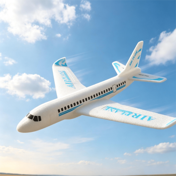 Avión de pasajeros de espuma grande, diseño clásico de aeronave de aviación civil, ventanas realistas y detalles de fuselaje aerodinámico. Hecho de material de espuma ligera, se desliza con lanzamiento manual, sin necesidad de batería, también adecuado para que los entusiastas de la aviación lo coleccionen y exhiban.