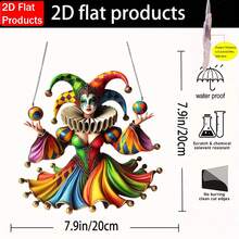 2D Flat - 2D Flat, Bright Acrylic Clown - Colorful Carnival Elf Pendant, Suitable For Home, Garden And Window Decoration, Perfect Gift For Birthday And Festival, Home Decor, Holiday Decoration - Multicolor - View 5