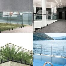 5 Pack 304 Stainless Steel Clamp Glass Panel Pool Fence Staircase Bracket Spigot Square Black - Black - View 4