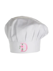1pc Women's Satin Chef Hat, Customized Floral Initial, Adjustable Personalized Letter Kitchen Cap, Suitable For Bakery, Restaurant, Cooking Work Headwear - Multicolor - View 81