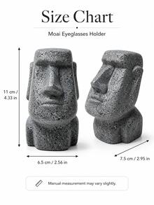 1件復活節島摩艾石像眼鏡架，復古石面桌面眼鏡展示架，極簡侘寂風Ins風實木複刻摩艾巨石像3D臉部輪廓，鼻樑溝槽專用眼鏡架設計，半身頭部3D雕塑造型，穩固底座防滑，創意軟裝適合書桌、玄關、桌面眼鏡收納 - 款式D - 查看 4