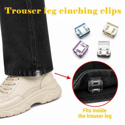 Set Of 4 Invisible Trouser Cuff Clips - No-Sew Trouser Length Adjusters, Secure…