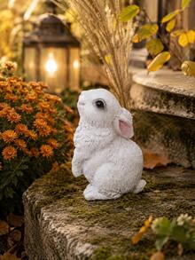 1/3件白色兔子花園裝飾，可愛兔子花園裝飾品，樹脂動物雕像，迷你仙女花園裝飾，戶外庭院草坪露台花盆裝飾，秋季收穫花園禮物 - 兔 - 查看 12