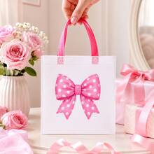 6入彩色蝴蝶結手提禮品袋 20cm正方形包裝袋 混色 女孩生日派對伴手禮包裝袋 - 20x20cm - 查看 5