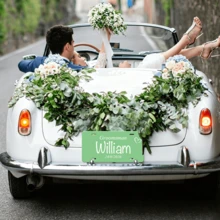 客製化 Just Married 新婚車牌裝飾牌－婚車裝飾，可客製姓名與日期的婚禮車用牌，金屬材質，婚禮禮物 - 多色-車牌掛飾 - 查看 2