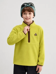 Balabala BalaOne Kids Anti-Static Fleece Sweatshirt, 2025 Winter Style, Warm Top For Boys And Girls - Yellow Green - View 1