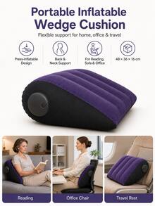 1pc 48x36x16cm Inflatable Wedge Travel Neck Pillow, Portable Triangular Inclined Cushion, Adjustable Multi-Position Comfortable Head, Neck, And Waist Support, Suitable For Side Sleeping, Flat Lying, Sitting, Home, Office, Airplane, Road Trip, Camping, Summer Travel, July 4th - Multicolor - View 4