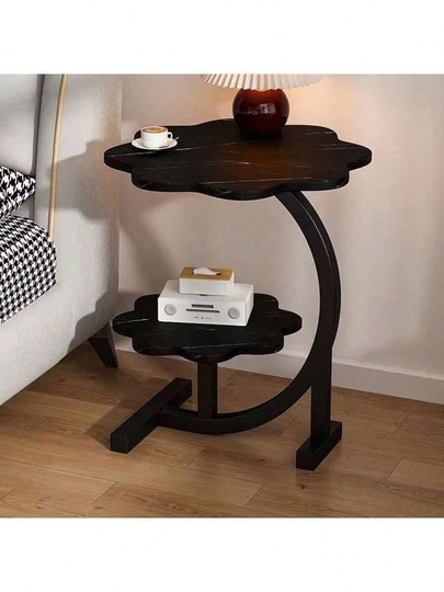 A C-Shaped Petal-Shaped Side Table, Double-Layer Storage Sofa Table, Bedroom Bedside Storage Rack, Creative Small Coffee Table For Living Room, Small Apartment Storage.