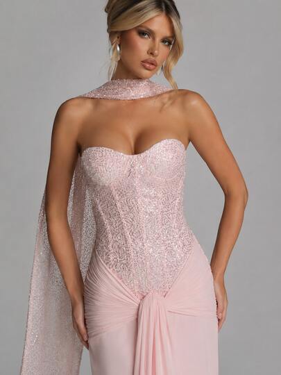 European And American Women's Clothing, Sexy And Alluring, Strapless, High-Waisted, Slim-Fit, Solid Color Dress For Women, Breathable And Comfortable