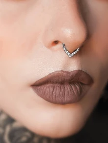 1pc Crareesi Mania 18K Gold Plated Stainless Steel Water Drop Septum Ring, Titanium Cartilage Piercing Hoop, 16G Small Nose Septum Jewelry, Clear Cubic Zirconia Cartilage Piercing Jewelry 8mm - Multicolor - View 2
