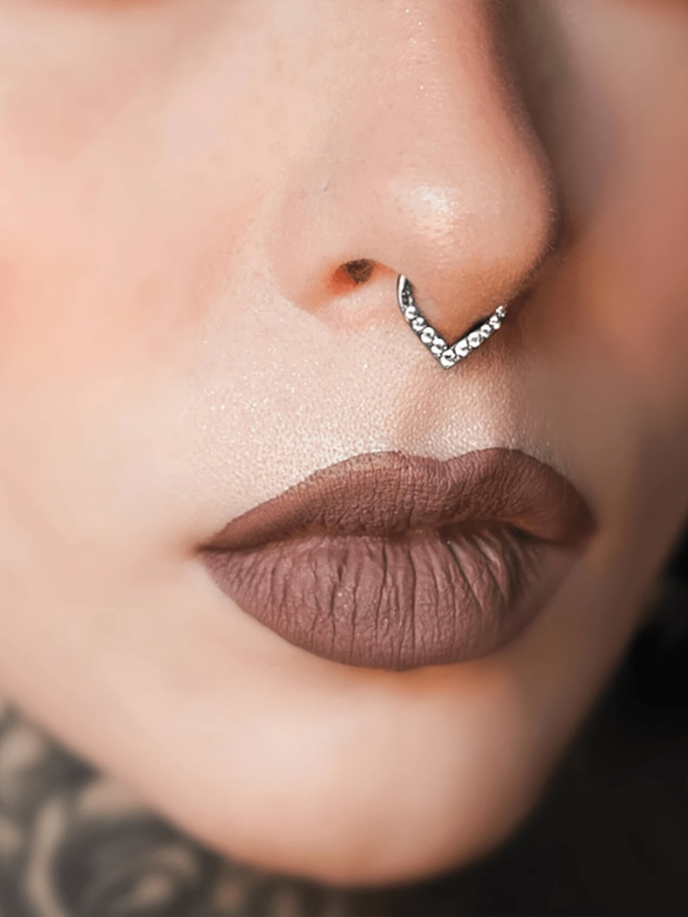 1pc Crareesi Mania 18K Gold Plated Stainless Steel Water Drop Septum Ring, Titanium Cartilage Piercing Hoop, 16G Small Nose Septum Jewelry, Clear Cubic Zirconia Cartilage Piercing Jewelry 8mm