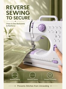 SMEGGEMS Mini Portable Electric Sewing Machine, 12 Stitches, Adjustable Speed, Built-In LED Light, Electric And Manual Dual Mode, Includes Foot Pedal And Bobbin Set, Suitable For Clothing Repair, DIY Crafts And Beginners - Mauve Purple - View 6