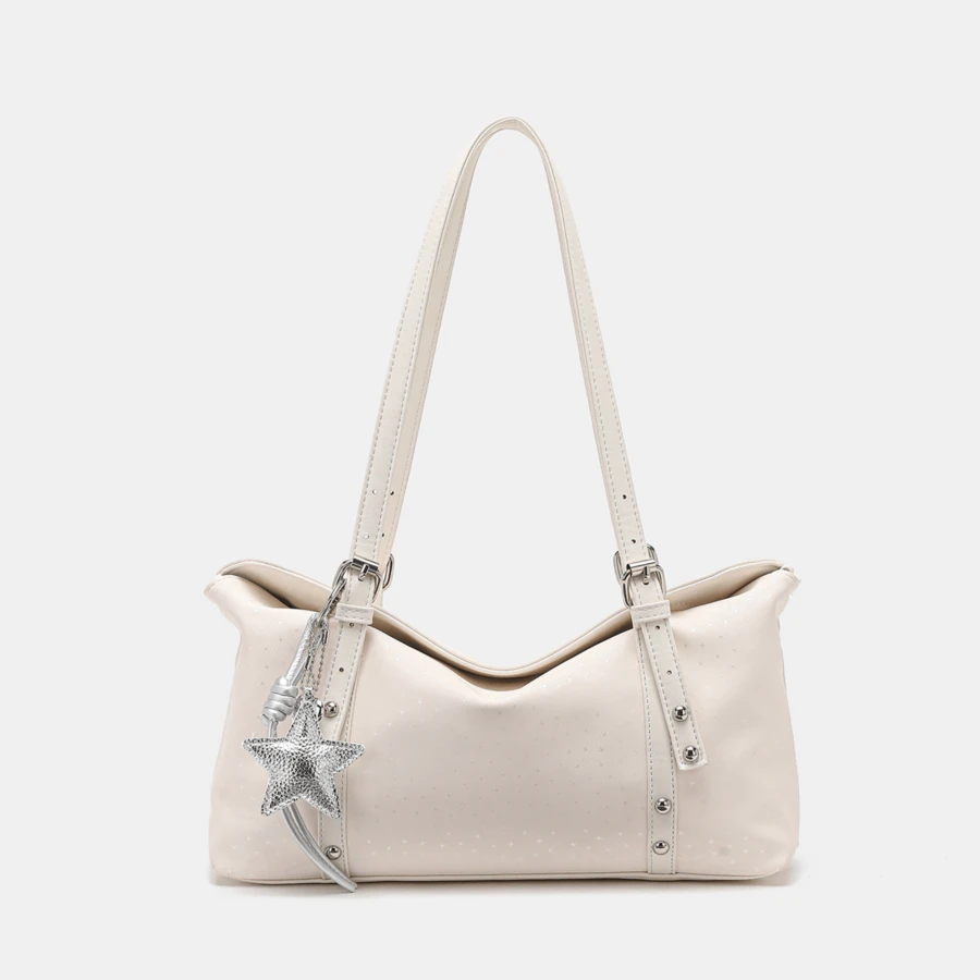 Nuevo bolso de hombro tipo almohada de ante retro para mujer, bolso tote bandolera de gran capacidad para el diario, textura suave y duradera con diseño ligero, múltiples bolsillos - blanquecino - Ver 1